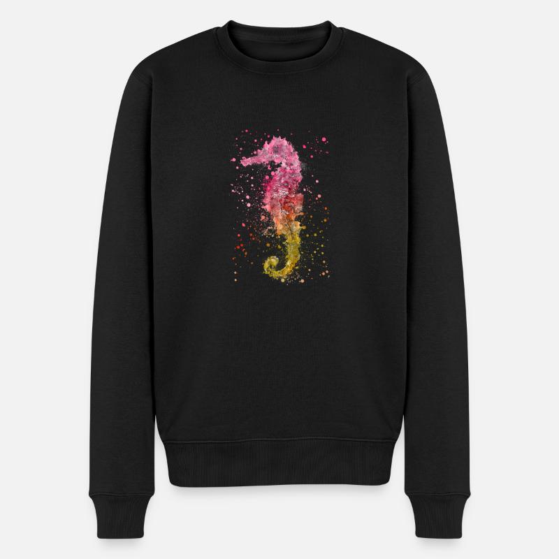 Seepferd - Männer Premium Bio Pullover - Schwarz