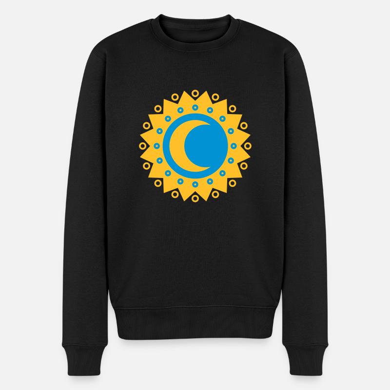 Sonne und Mond, Sterne, Universum, Symbol, - Männer Premium Bio Pullover - Schwarz
