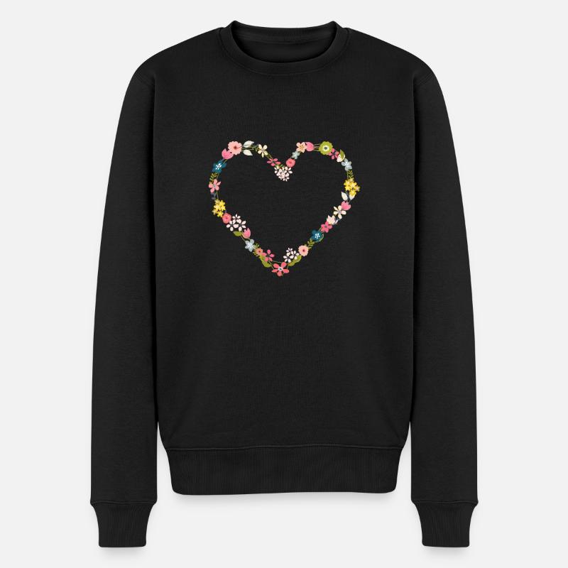 flower_power_heart - Pull Premium bio Homme - noir