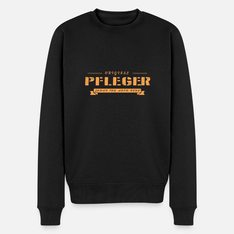 Der echte Pfleger - Männer Premium Bio Pullover - Schwarz