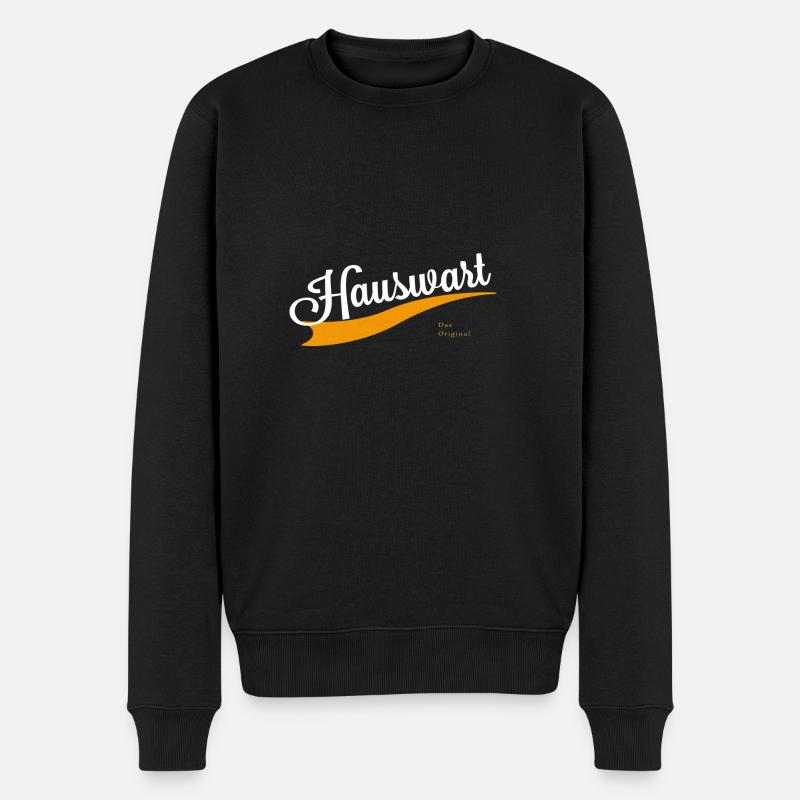Hauswart Schriftzug - Männer Premium Bio Pullover - Schwarz