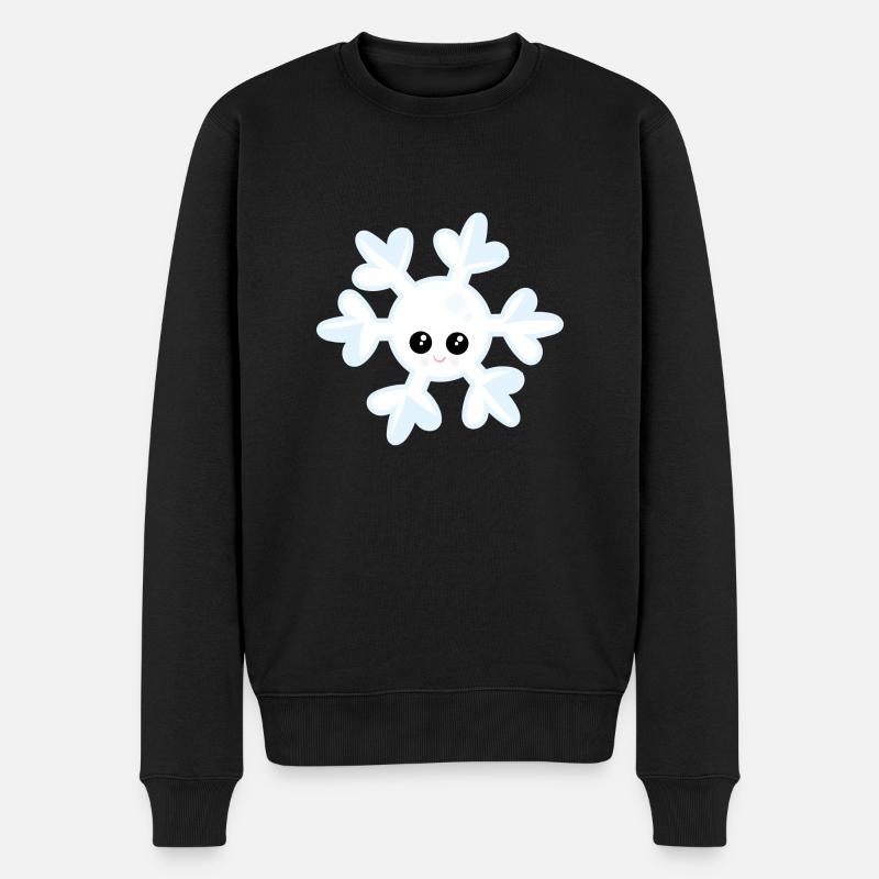 Schneeflocke - Männer Premium Bio Pullover - Schwarz