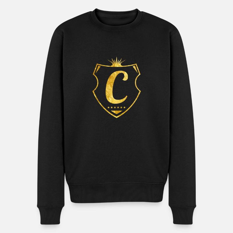 c lettre or - Pull Premium bio Homme - noir
