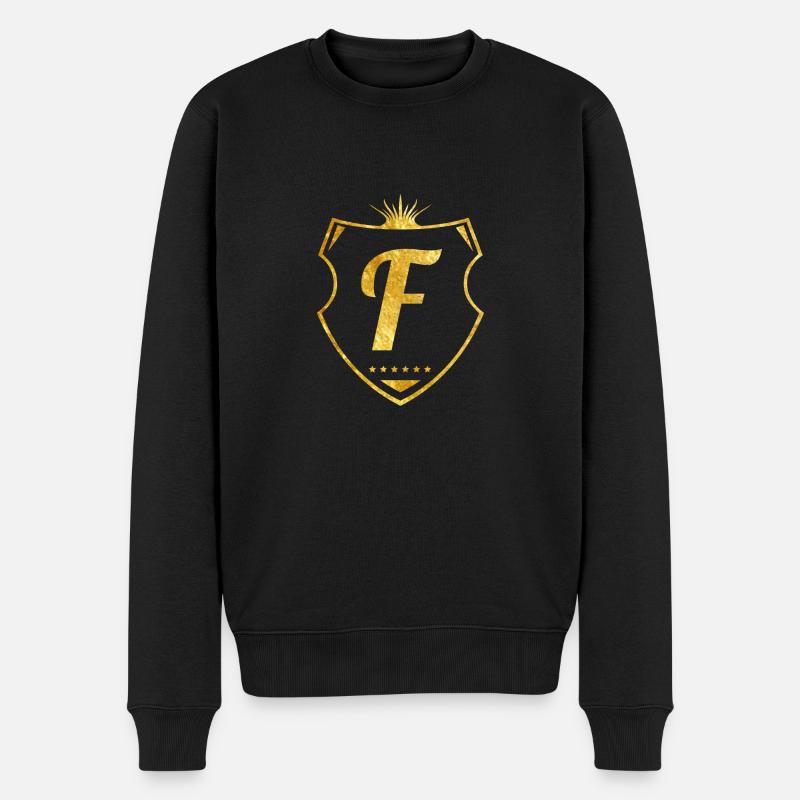F lettre or - Pull Premium bio Homme - noir