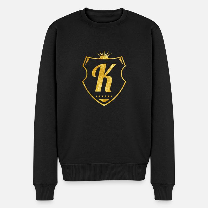 k_buchstabe_gold - Männer Premium Bio Pullover - Schwarz