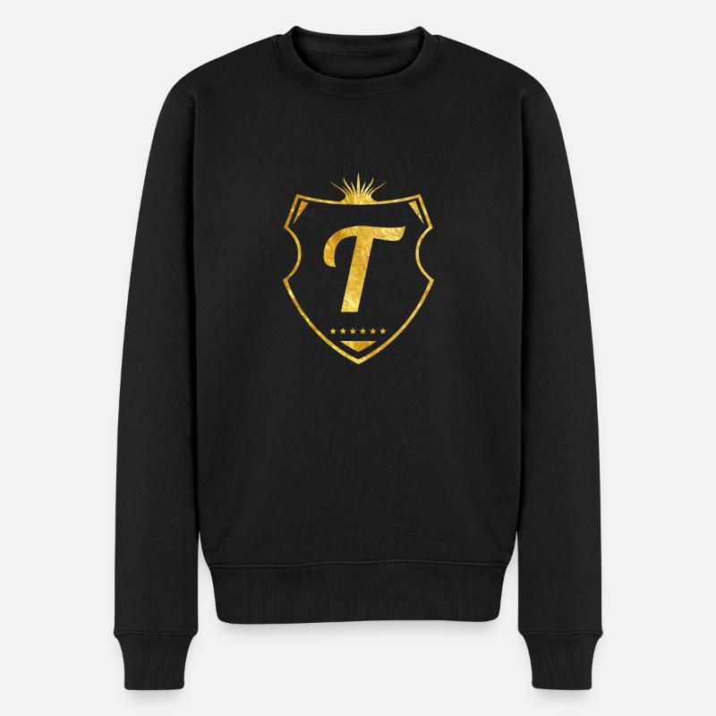 T buchstabe gold - Männer Premium Bio Pullover - Schwarz