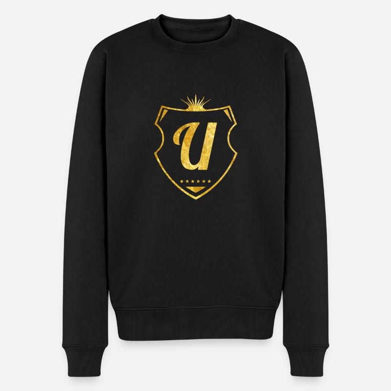 U buchstabe gold - Männer Premium Bio Pullover - Schwarz