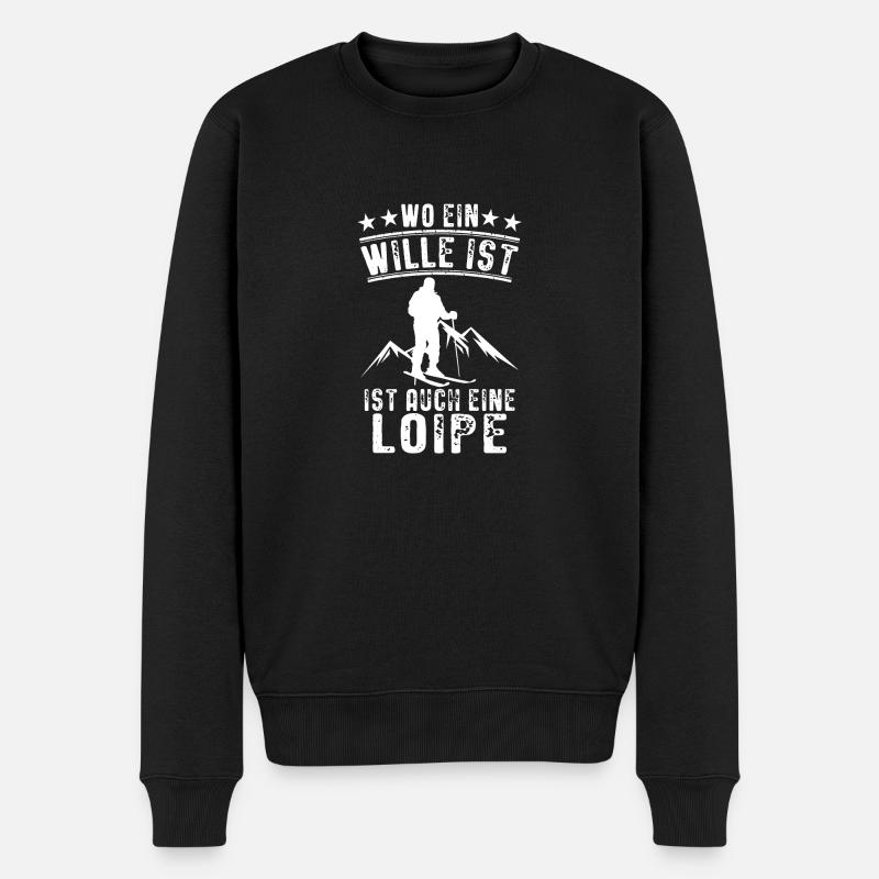 Skilanglauf | Langlauf Langläufer Winter Geschenke - Männer Premium Bio Pullover - Schwarz