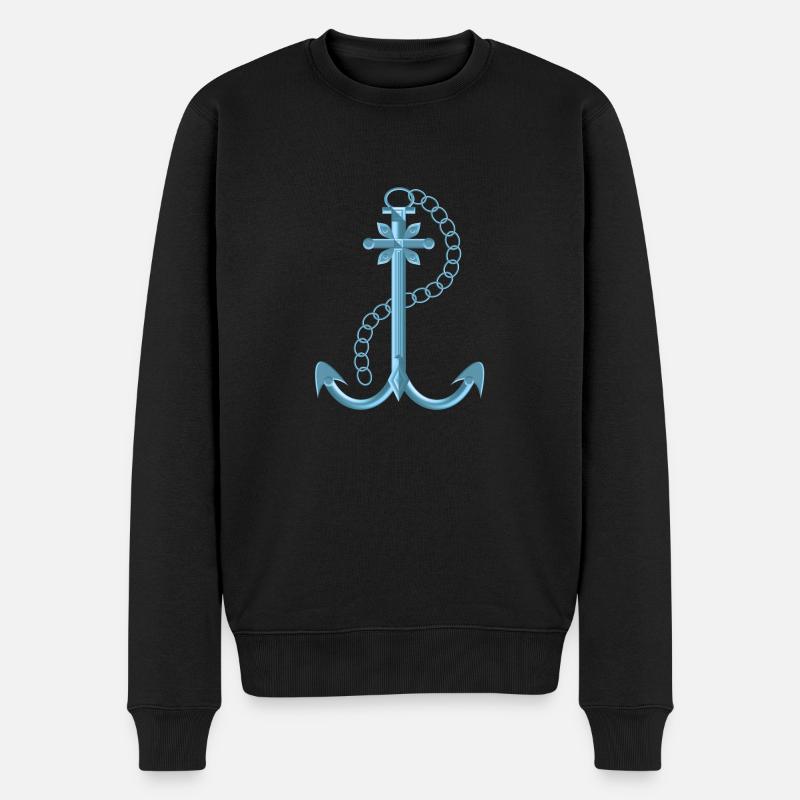 Anker - Männer Premium Bio Pullover - Schwarz
