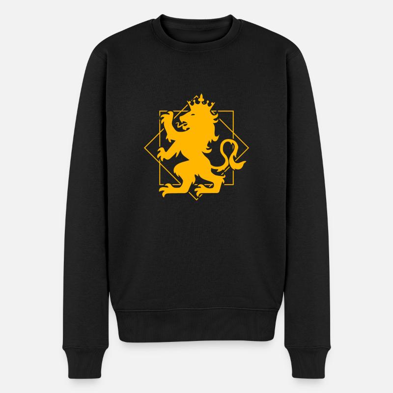 Ritter Löwenwappen Heraldik Geschenkidee - Männer Premium Bio Pullover - Schwarz