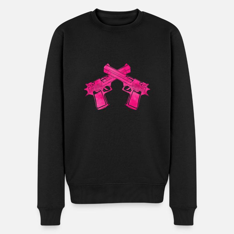 guns pink - Männer Premium Bio Pullover - Schwarz