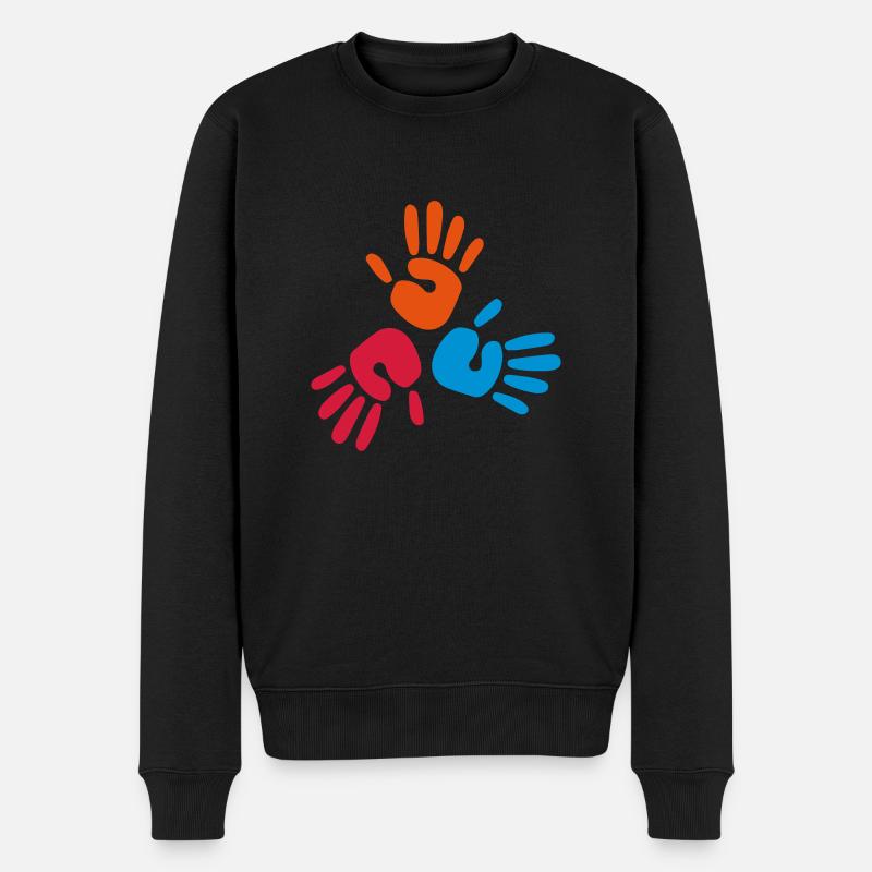 hands print - Männer Premium Bio Pullover - Schwarz
