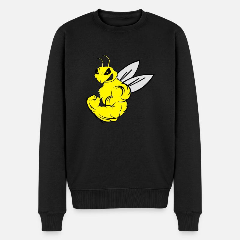 strong_bee_02 - Männer Premium Bio Pullover - Schwarz