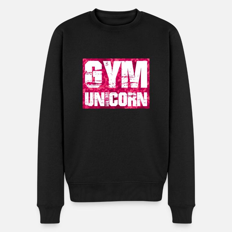 gym unicorn - Männer Premium Bio Pullover - Schwarz
