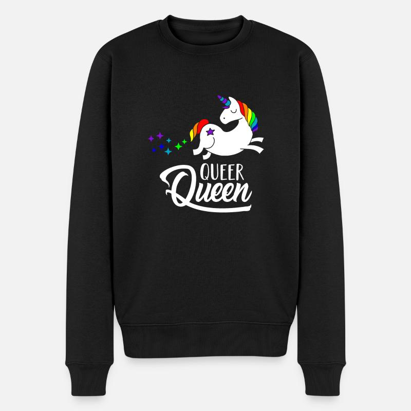 Queer Queen LGBT Unicorn Einhorn Pride Schwule - Männer Premium Bio Pullover - Schwarz