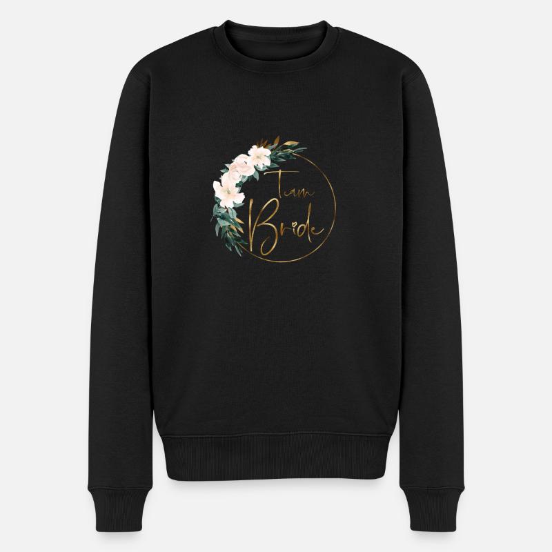 pfirsich_gruen_braun_kranz_3_team_bride - Männer Premium Bio Pullover - Schwarz
