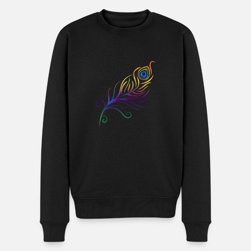 Tribal Tattoo Pfauenfeder Feder Geschenkidee - Männer Premium Bio Pullover - Schwarz