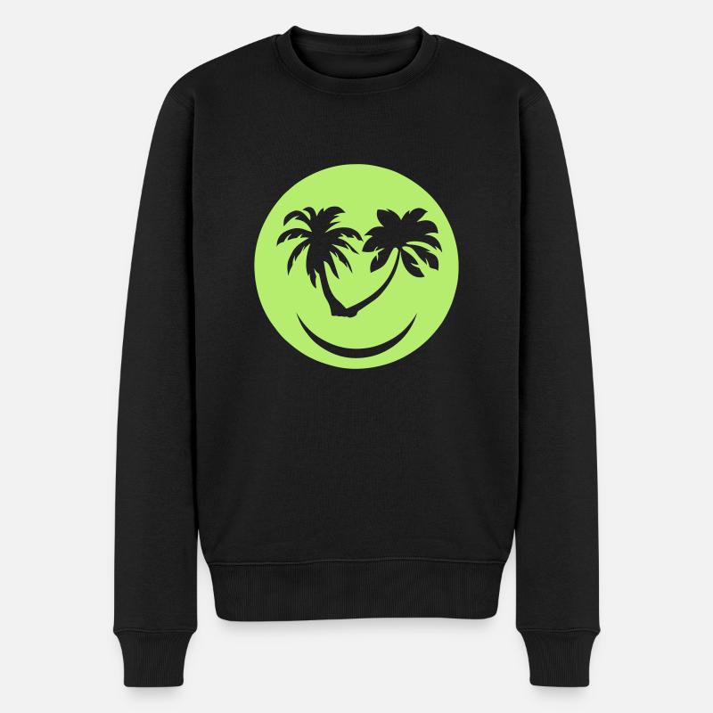 Palm Smiley Lächeln Lächeln - Männer Premium Bio Pullover - Schwarz