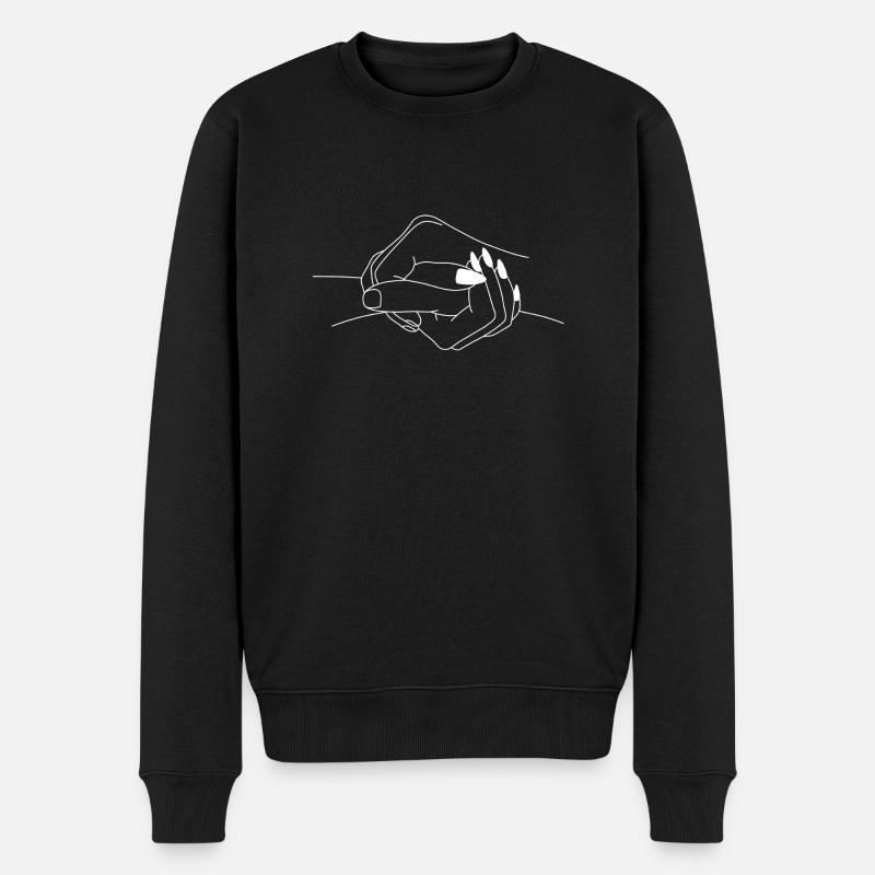 Hand in Hand - ein Leben lang - Hands - Love - Männer Premium Bio Pullover - Schwarz