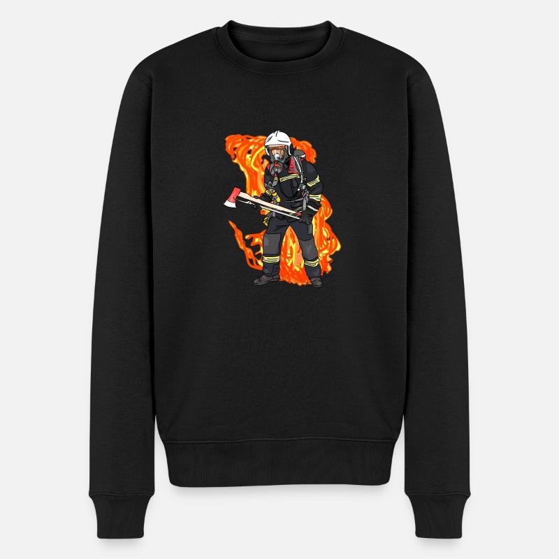 Un pompier en feu - Pull Premium bio Homme - noir