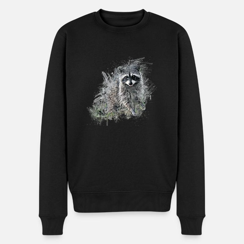 Waschbär - Männer Premium Bio Pullover - Schwarz