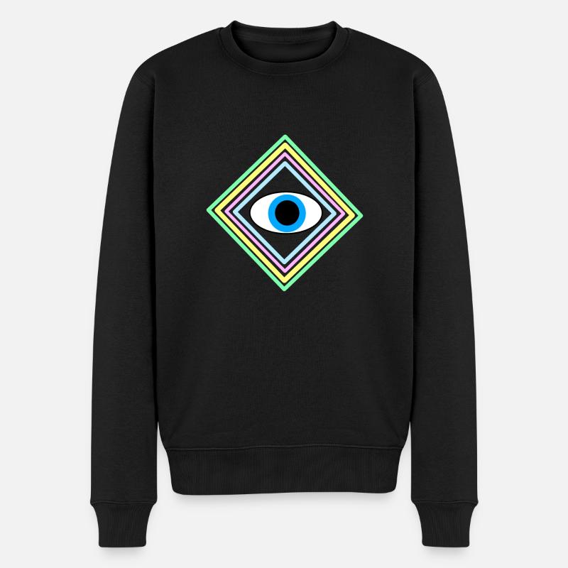 Auge Viereck - Männer Premium Bio Pullover - Schwarz