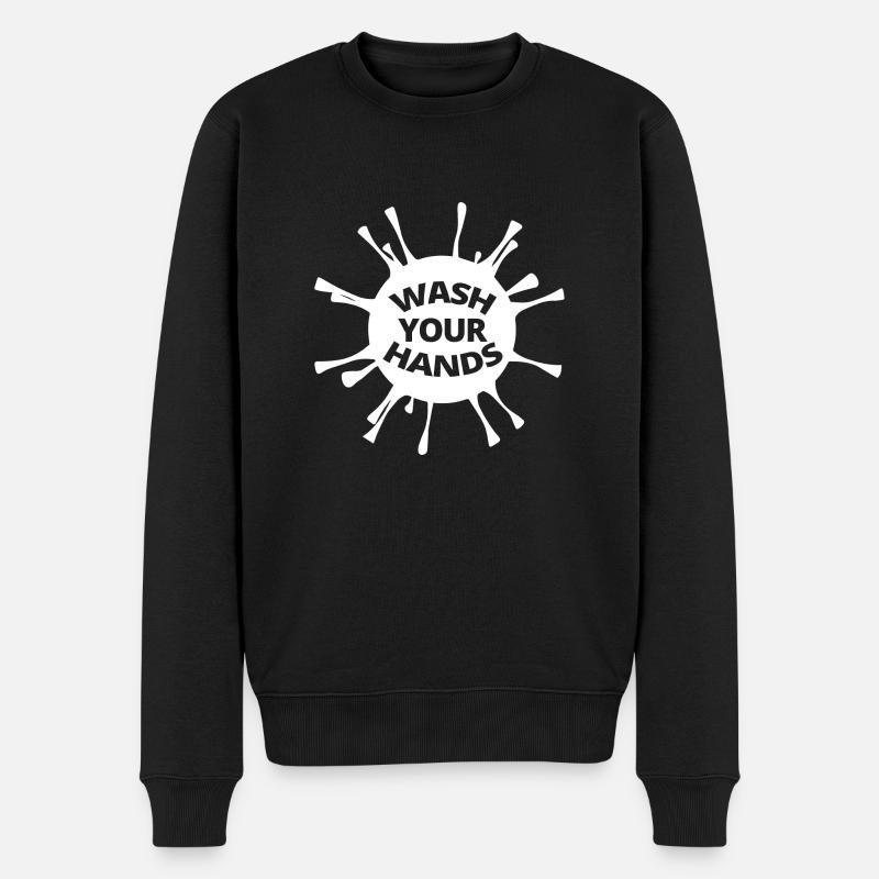 Lavez-vous les mains en blanc - Pull Premium bio Homme - noir