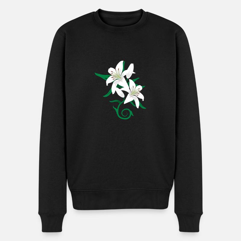 Lily blomst tatovering gaveidé - Økologisk premium-sweatshirt til mænd - sort