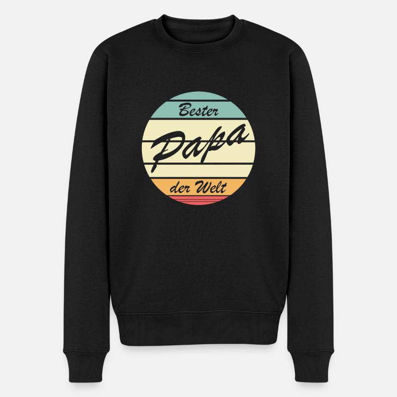 Retro Bester Papa der Welt - Männer Premium Bio Pullover - Schwarz