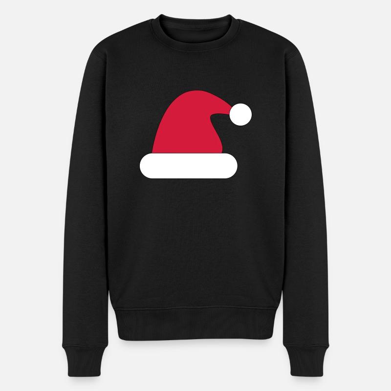 Weihnachtsmütze, Weihnachtsmannmütze - Männer Premium Bio Pullover - Schwarz