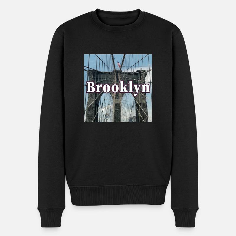 Brooklyn Bridge - Männer Premium Bio Pullover - Schwarz
