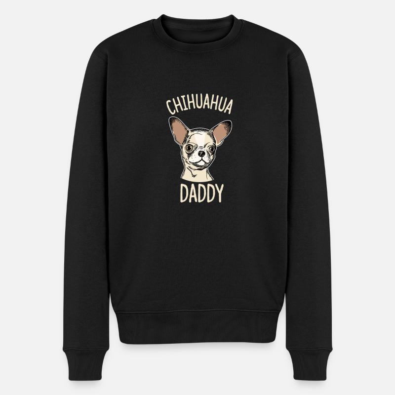 Chihuahua Daddy Papa Herrchen kleiner Hund Comic - Männer Premium Bio Pullover - Schwarz