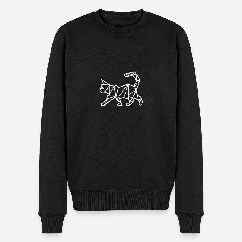cat white - Männer Premium Bio Pullover - Schwarz
