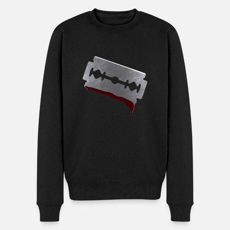 Rasierklinge - Männer Premium Bio Pullover - Schwarz