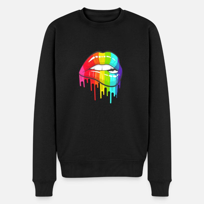 Lèvres arc-en-ciel - Pull Premium bio Homme - noir