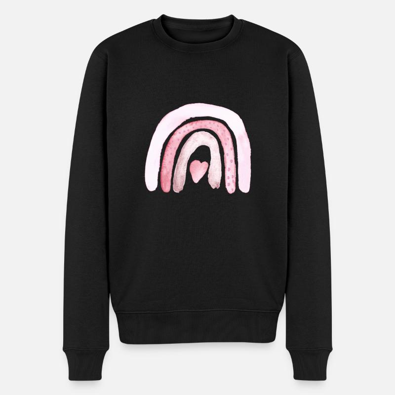Regenbogen Rosa Herzchen - Männer Premium Bio Pullover - Schwarz
