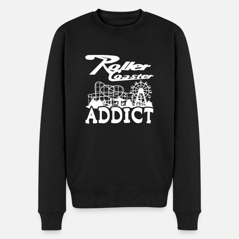 Roller Coaster Addict - Männer Premium Bio Pullover - Schwarz