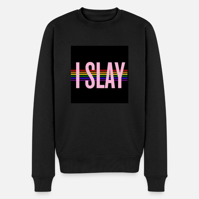Ich schlachte - Männer Premium Bio Pullover - Schwarz