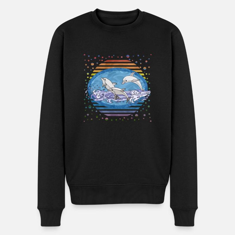 Delfine - Männer Premium Bio Pullover - Schwarz