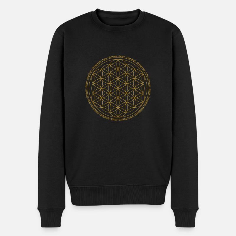 Blume des Lebens | Energie - Lebenskraft - Leben - Männer Premium Bio Pullover - Schwarz