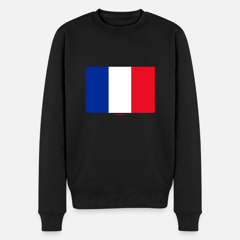 FRANZÖSISCHE FLAGGE - Männer Premium Bio Pullover - Schwarz