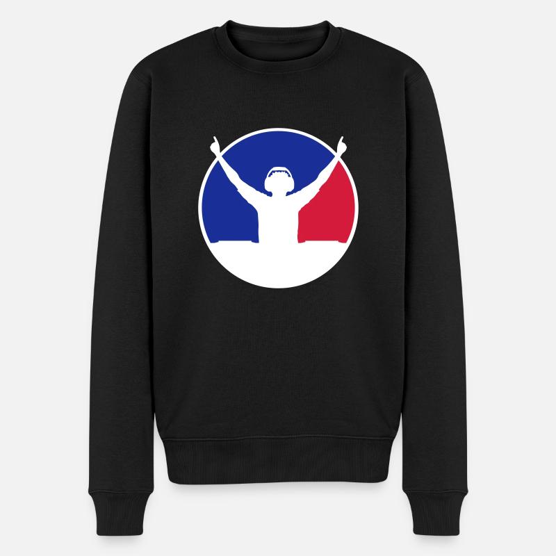 Rot Blau DJ - Männer Premium Bio Pullover - Schwarz