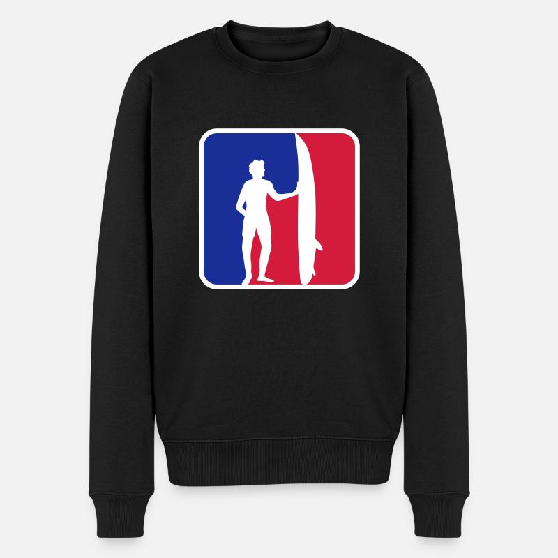 Surfer Blau Rot - Männer Premium Bio Pullover - Schwarz