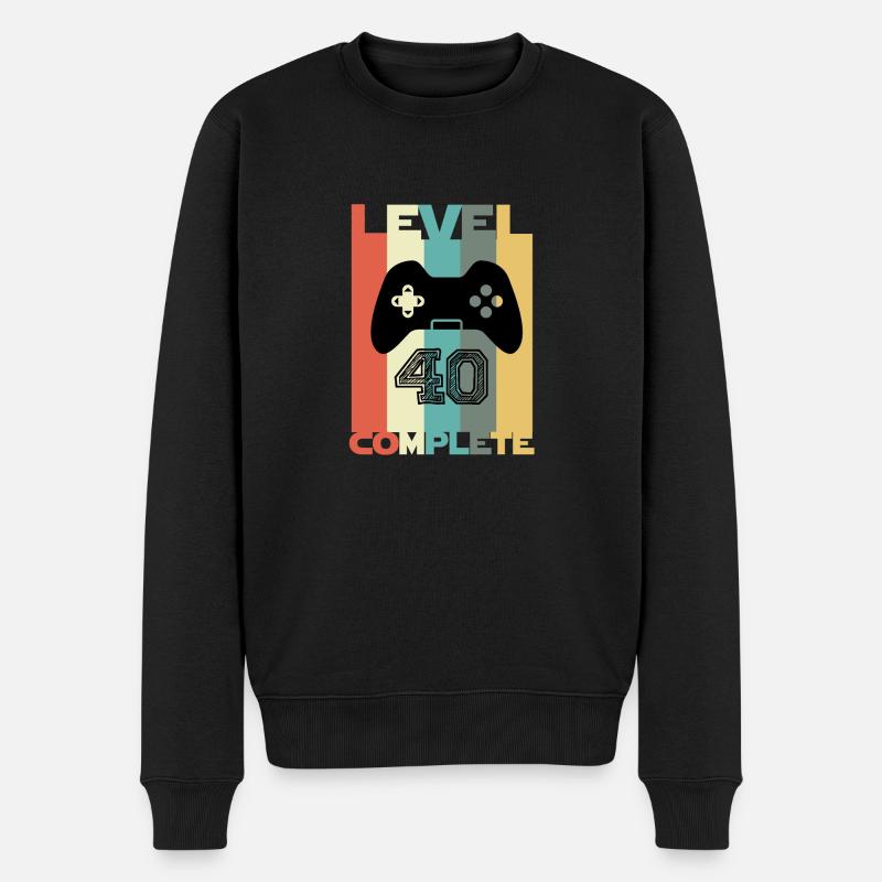40. Geburtstag Retro Gamer Level 40 abgeschlossen - Männer Premium Bio Pullover - Schwarz