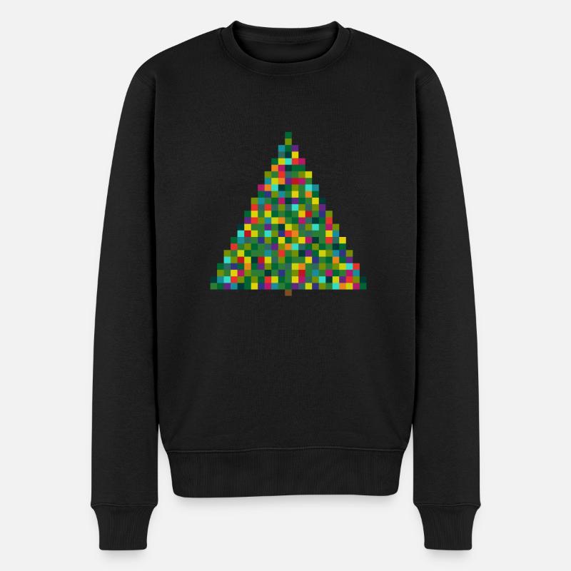 X MAS TREE - pixels - Pull Premium bio Homme - noir