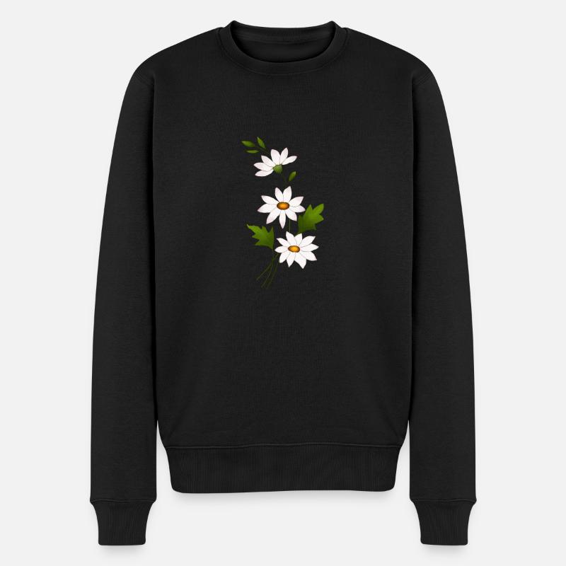 Gänseblümchenblüten - Männer Premium Bio Pullover - Schwarz