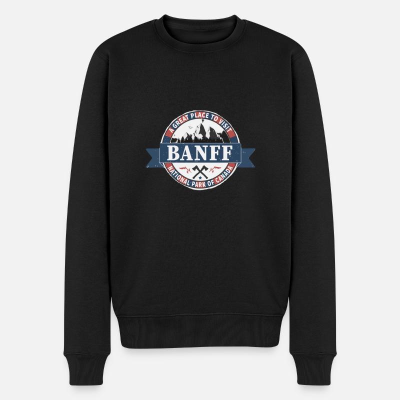 Banff - National Park - vintage, retro - Männer Premium Bio Pullover - Schwarz