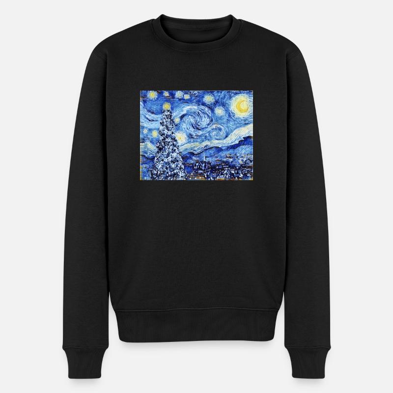 Nuit étoilée de Van Gough - Noël blanc - Pull Premium bio Homme - noir