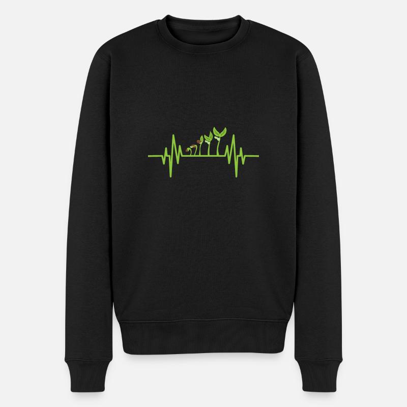 Herzschlag Gartenpflanze wächst lustiges Geschenk - Männer Premium Bio Pullover - Schwarz