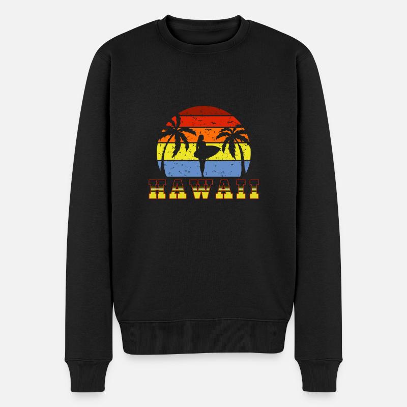 HAWAII - Männer Premium Bio Pullover - Schwarz
